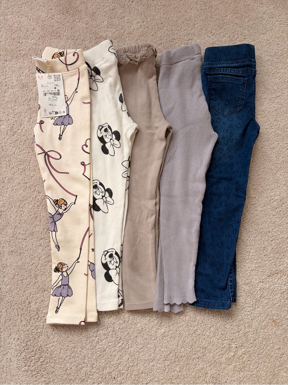 5T Girls Leggings Bundle (Zara, Disney, George) – Fits more like 4T | 1 Brand Ne